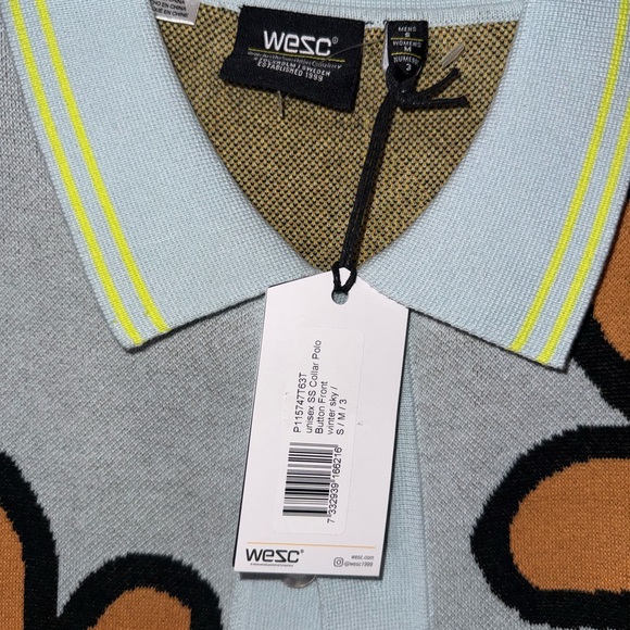 WESC Light Blue Floral Polo Cardigan - Orange Daisy Print - Picture 4 of 5